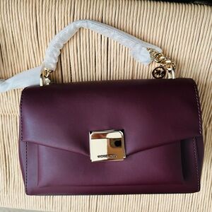 Michael Kors Lita Burgundy Medium Leather Crossbody Bag
